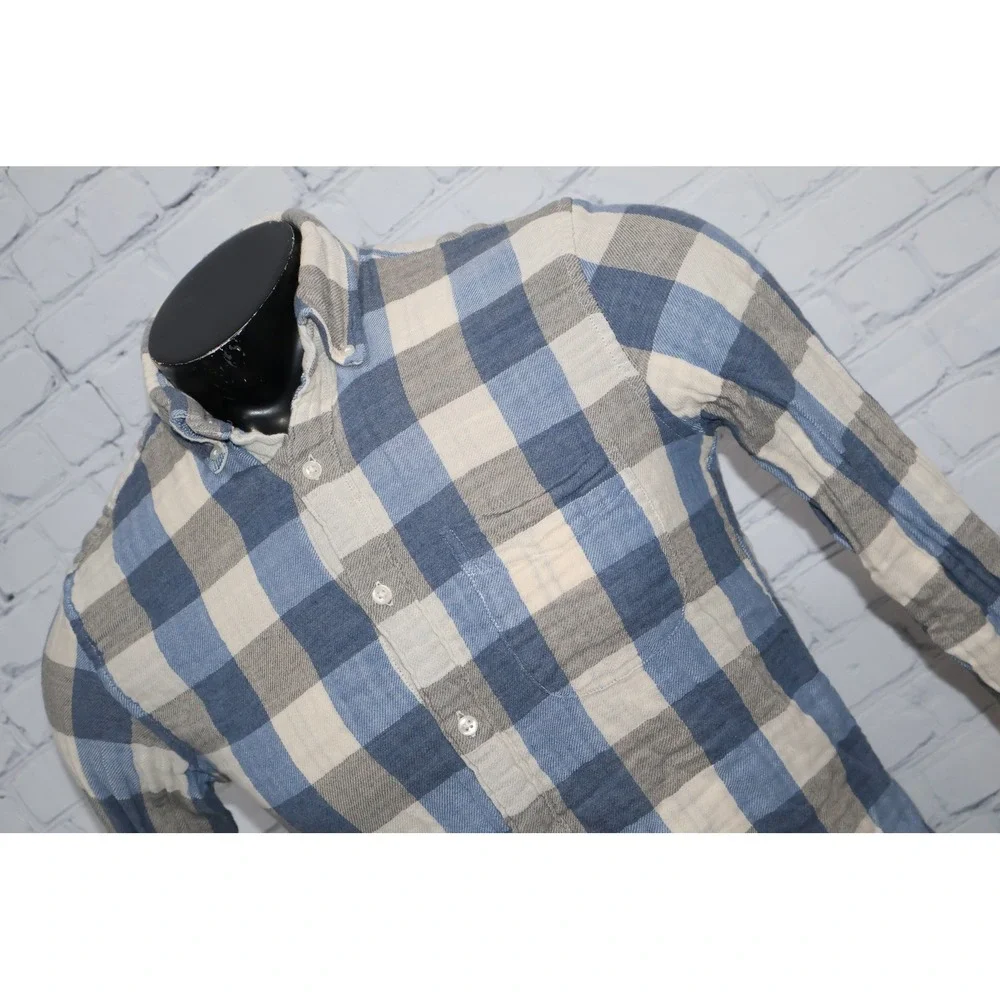 J.Crew Lined Shirt Mens Small Blue Plaid Slim Fit Long Sleeve Cotton Button Down